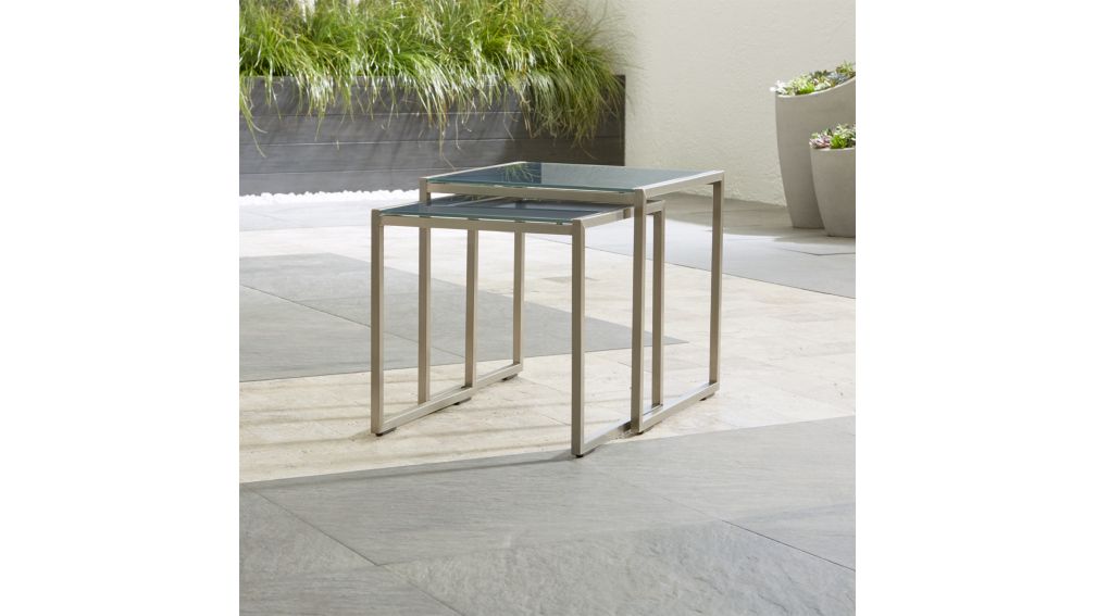 Dune Nesting Tables with Charcoal Painted Glass Set of Two + Reviews