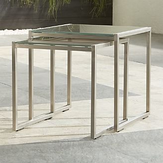 Dune Nesting Tables with Taupe Painted Glass Set of Two