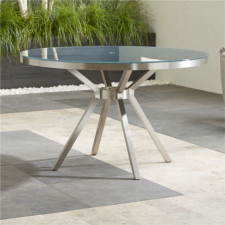 Dune Round Dining Table With Painted Charcoal Glass Crate And Barrel