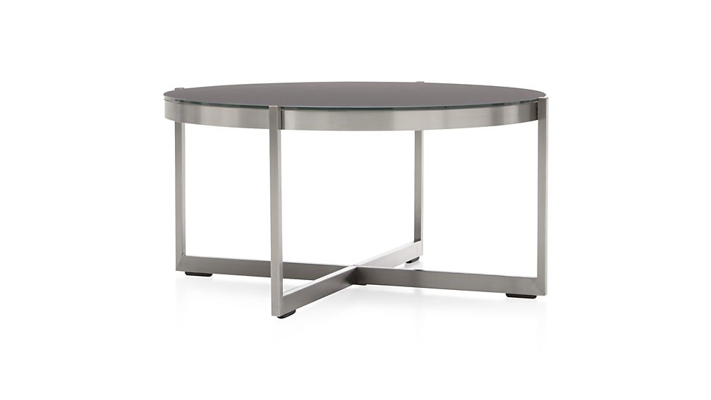 Dune Round Coffee Table with Charcoal Painted Glass Crate and Barrel