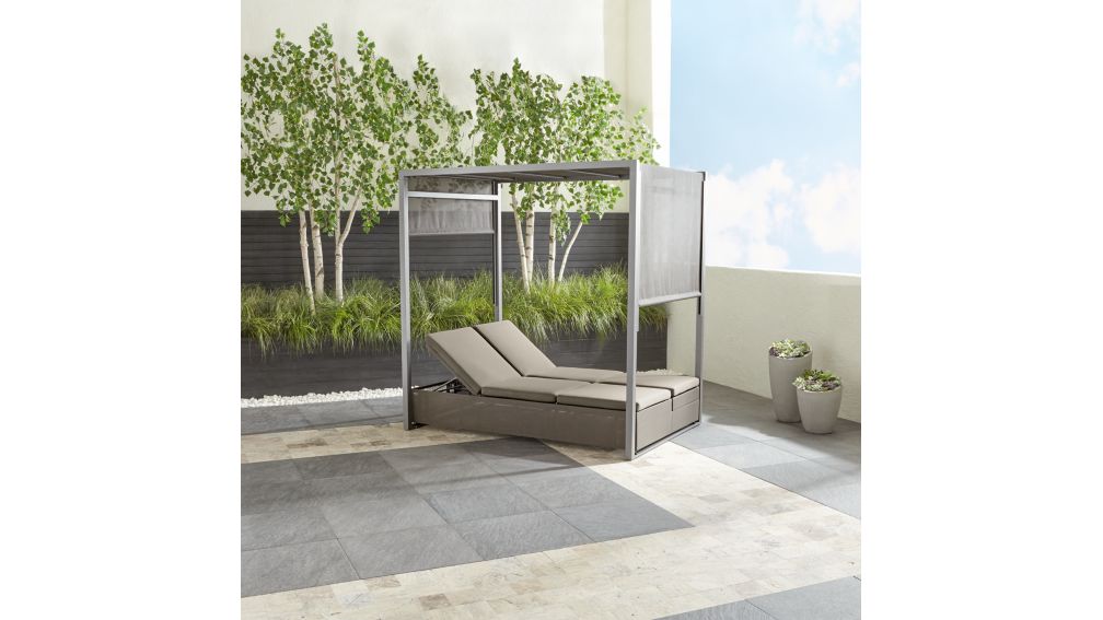 Dune Taupe Double Chaise Sofa Lounge with Canopy + Reviews Crate and