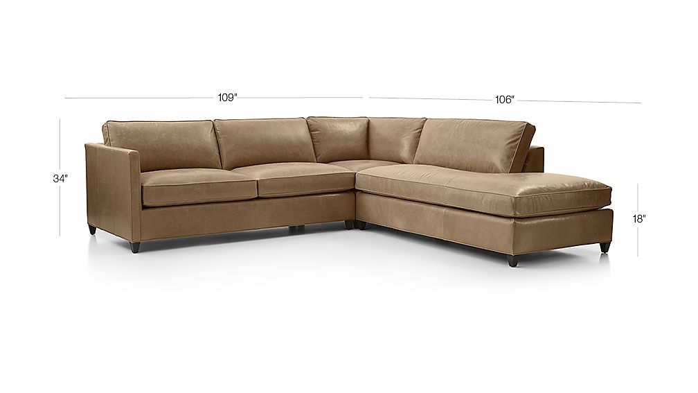 Dryden Leather 3-Piece Right Bumper Sectional + Reviews ...