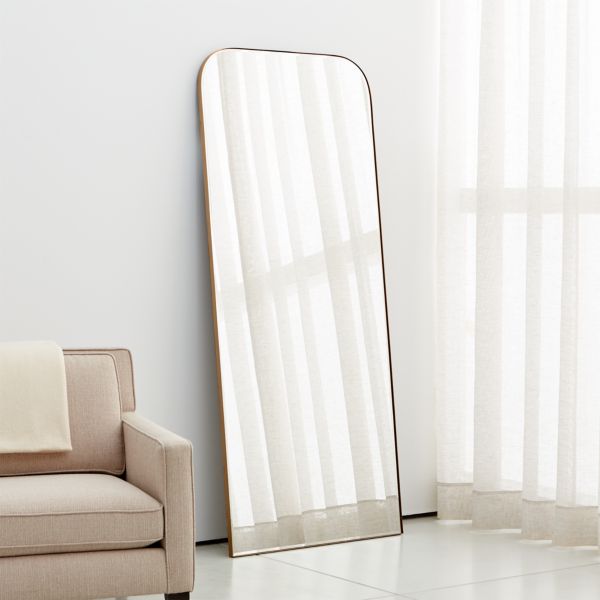 Edge Brass Arch Rectangle Floor Mirror 32