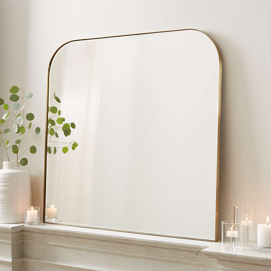 edge brass rounded rectangle mirror