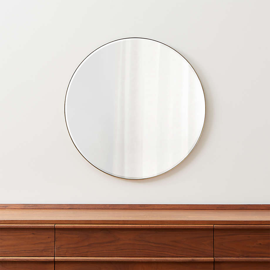 Download Edge Brass Round 30" Wall Mirror + Reviews | Crate and Barrel