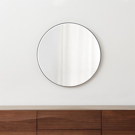 Edge Gunmetal Round 30 Wall Mirror Reviews Crate And Barrel