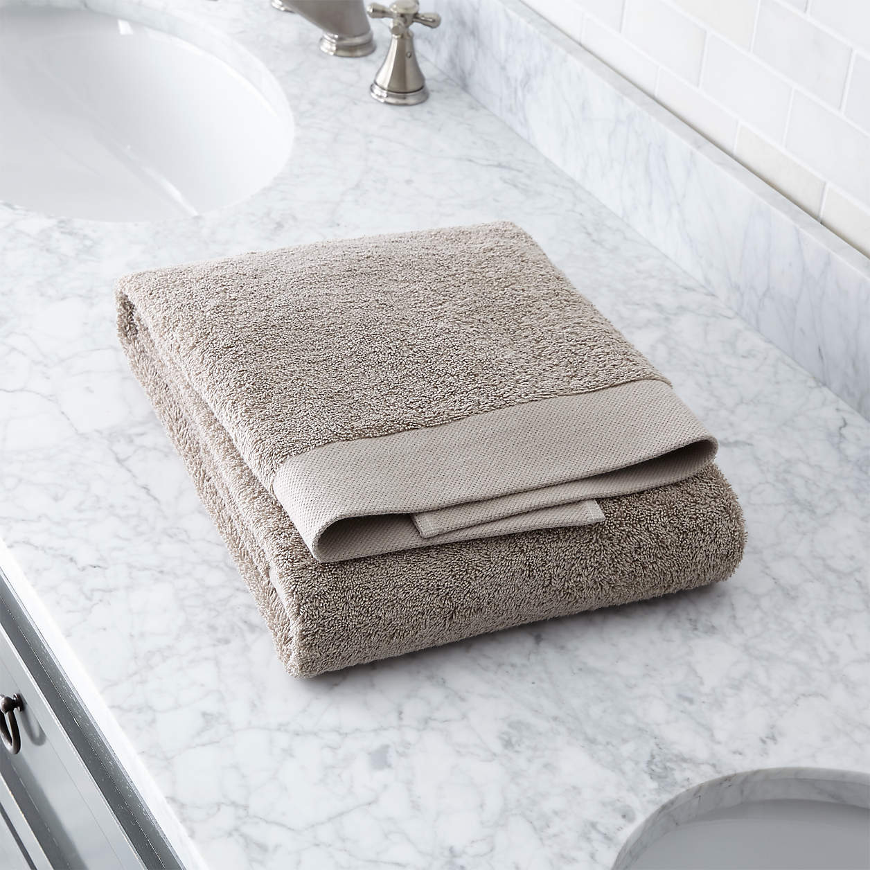 Egyptian Cotton Stone Bath Towel + Reviews Crate and Barrel