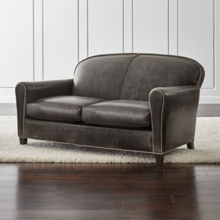 Eiffel Grey Leather Loveseat Crate And Barrel