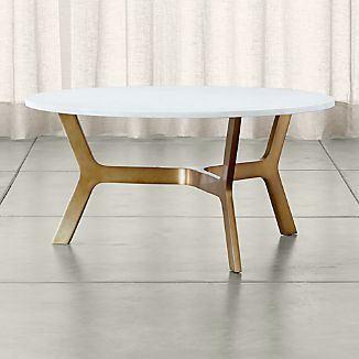 Marble Coffee Tables Crate And Barrel Elke Round Marble Coffee Table With Br Base