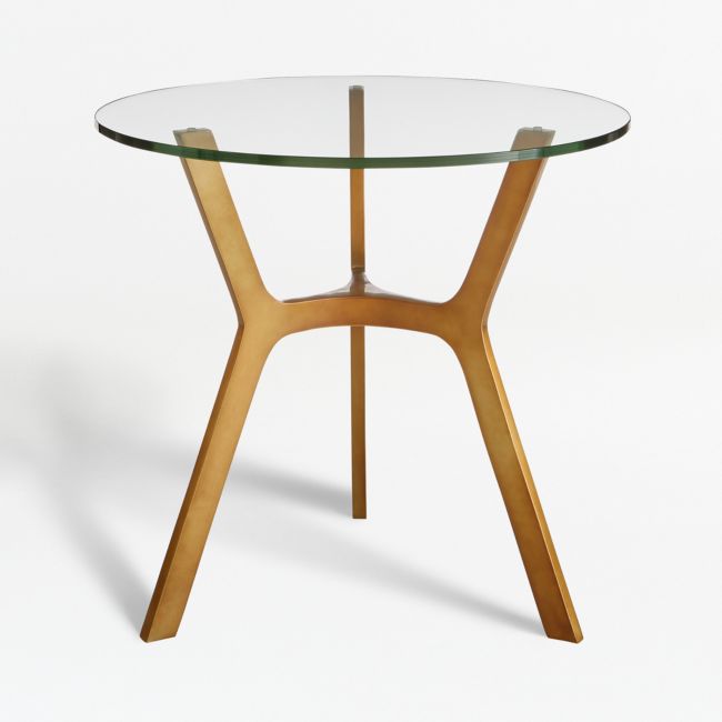 Online Designer Combined Living/Dining Elke Glass End Table with Brass Base