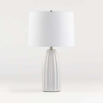 Coastal Table Lamp Blue Glass Fluted, White Table Lamps For Bedroom