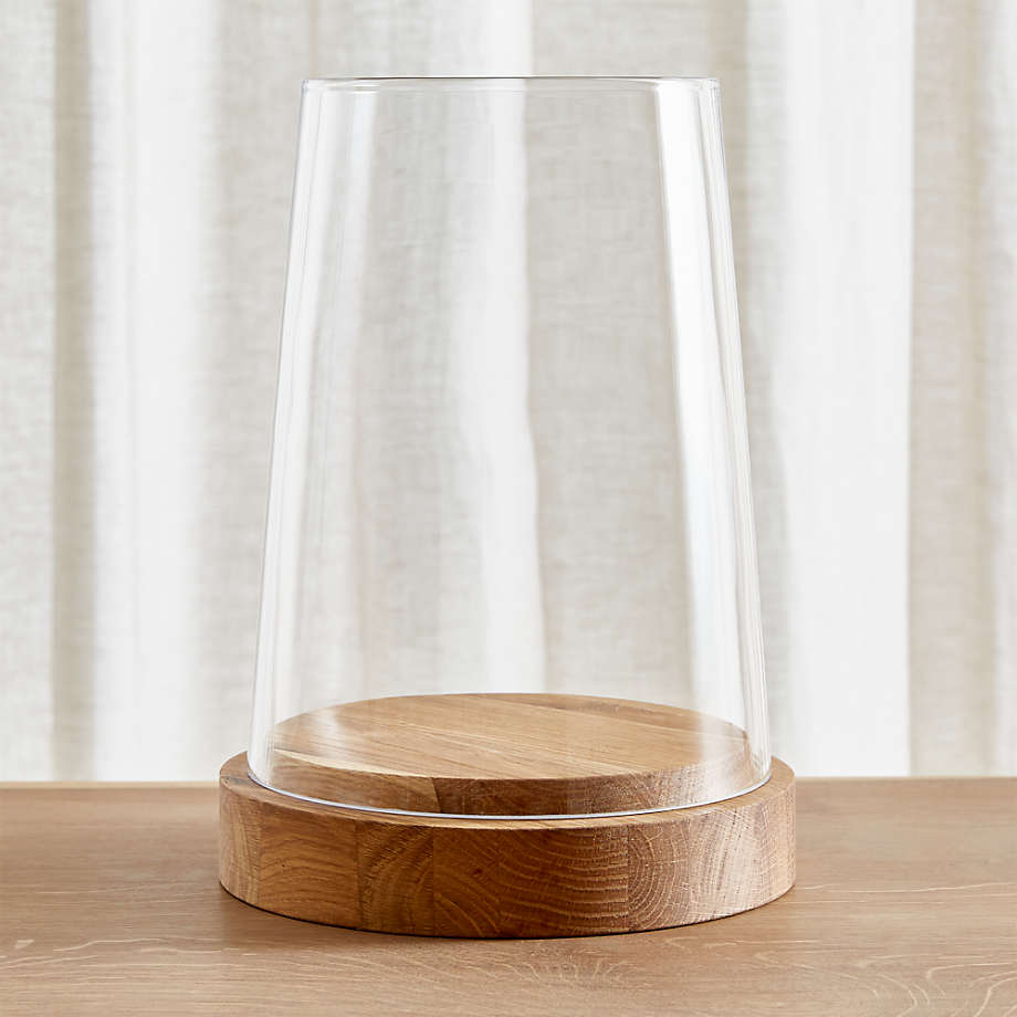 Ellery Hurricane 13.5" Oak Candle Holder + Reviews Crate and Barrel