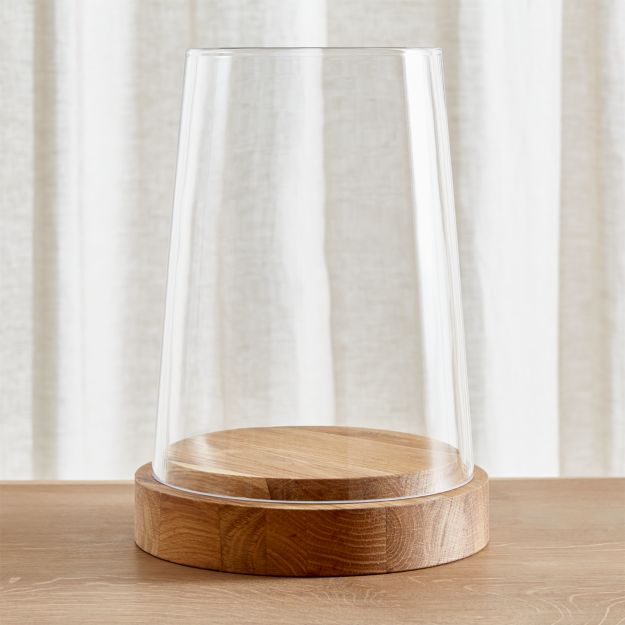 Ellery Hurricane 13.5" Oak Candle Holder + Reviews Crate and Barrel