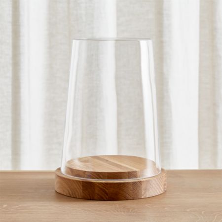 Ellery Hurricane 11.5" Oak Candle Holder