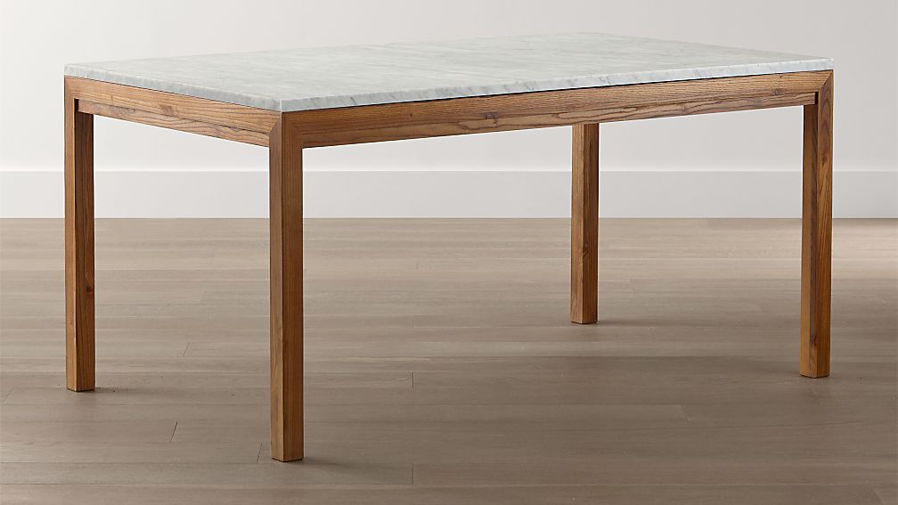 Parsons White Marble Top Elm Base Dining Tables