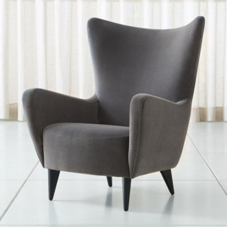 Elsa Grey Velvet Wingback Chair Reviews Crate And Barrel