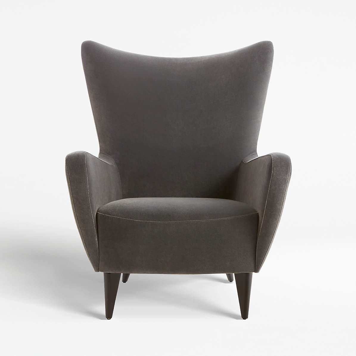 elsa grey velvet wingback chair  reviews  crate and barrel