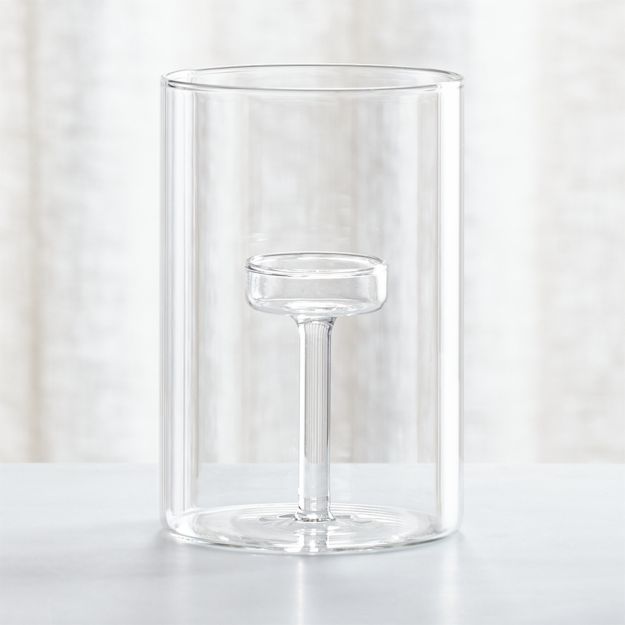Elsa Large Glass Tea Light Candle Holder + Reviews Crate and Barrel