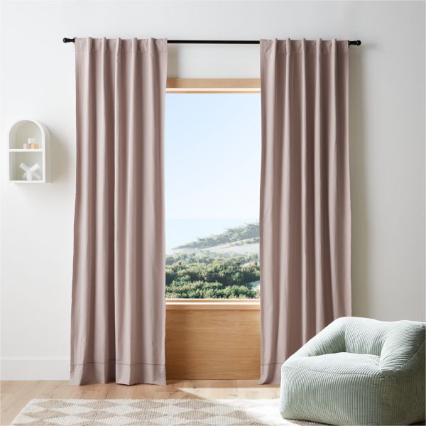 Rosy Lilac Embroidered Stitch Organic Cotton Blackout Curtain Panel 44