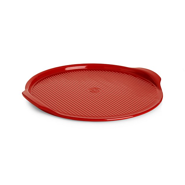 Emile Henry Red Ribbed Pizza Stone | Crate and Barrel