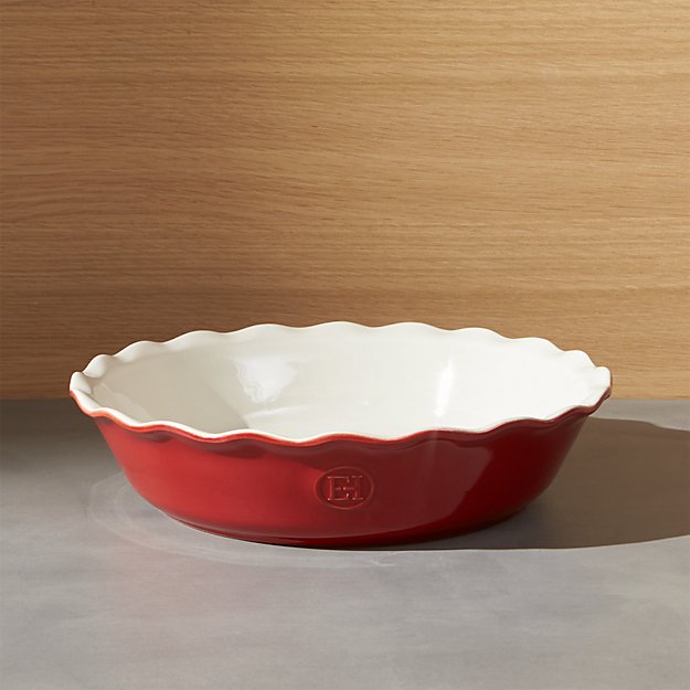 Emile Henry Modern Classic Rouge Red Pie Dish Crate and Barrel