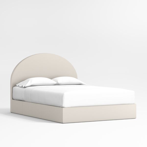 Emma Cream Upholstered Arched Kids Full Storage Bed