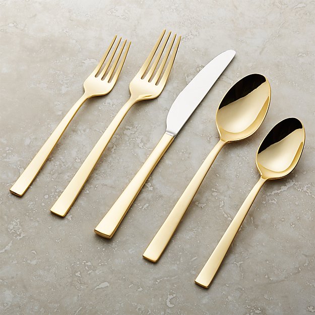 Emory Gold 5Piece Flatware Place Setting Crate and Barrel