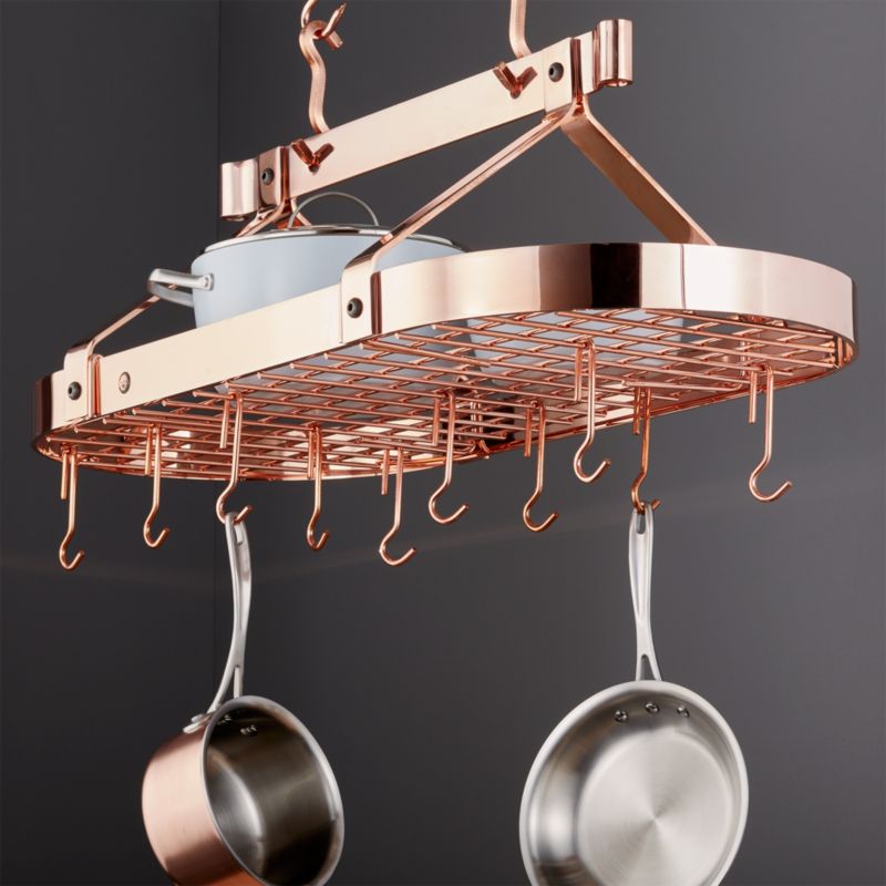 Enclume Oval Copper Ceiling Pot Rack | Crate and Barrel