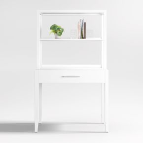 Ever Simple Modular White Wood Kids Desk with Hutch
