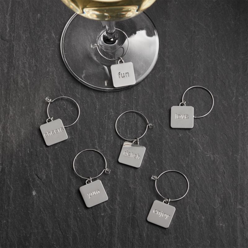 Everyday Word Wine Charms, Set of 6 Crate and Barrel