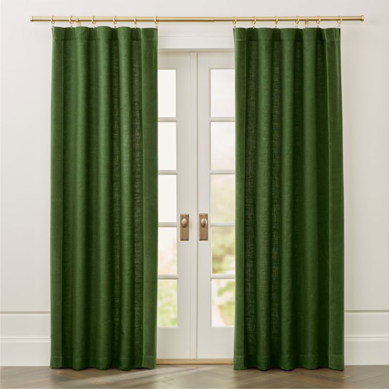 Ezria Green Linen Curtain Panel Crate And Barrel