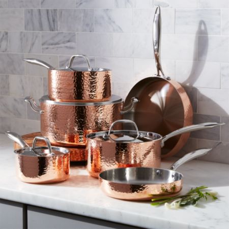 Fleischer And Wolf Seville Hammered Copper 10 Piece Cookware Set