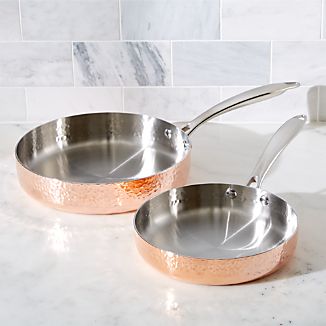 Fleischer and Wolf Seville Hammered Tri-Ply Copper Fry Pans Set of Two
