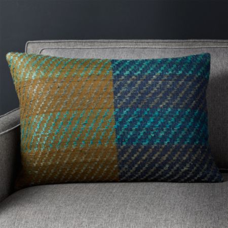 Falcone Plaid Pillow With Down Alternative Insert 22 X15 Crate