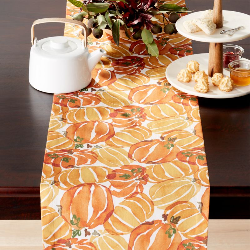 Fall Pumpkin 120" Table Runner Crate and Barrel