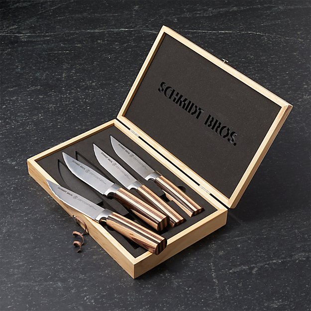 Schmidt Brothers ® Farmhouse Blend Jumbo Steak Knives, Set of 4 Crate and Barrel