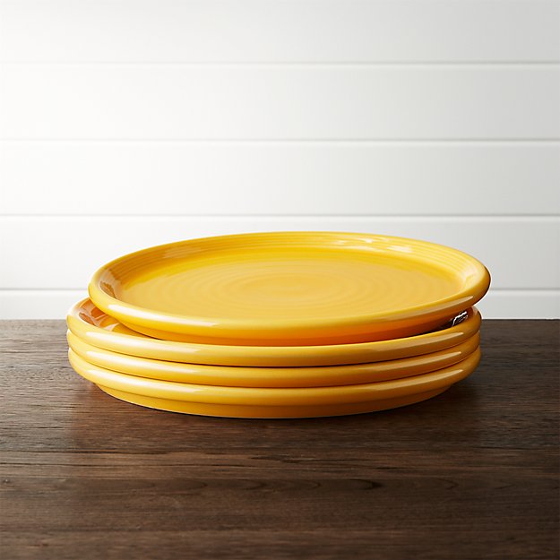Set of 4 Farmhouse Yellow Dinner Plate Crate and Barrel