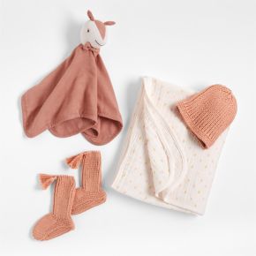 Image of Fawn 4-Piece Organic Baby Swaddle Gift Set