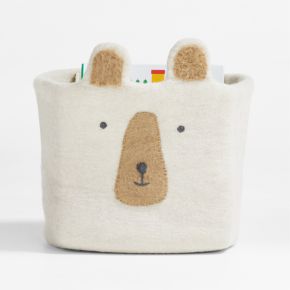 Image of Bear Felt Shelf Storage Bin, Set of 4