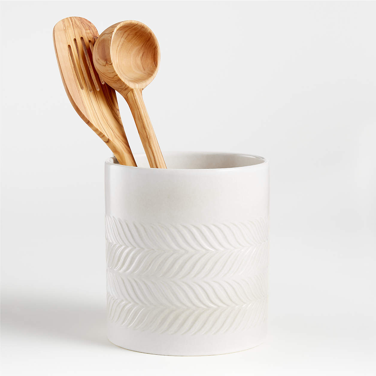 Fern White Ceramic Utensil Holder