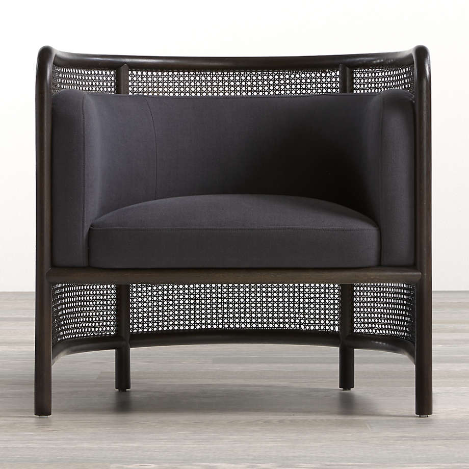 Fields Cane Back Charcoal Accent Chair + Reviews | Crate and Barrel Canada