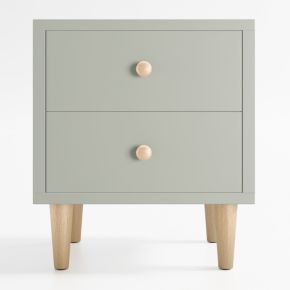 Image of Finn 20" Sage Green Wood 2-Drawer Kids Nightstand