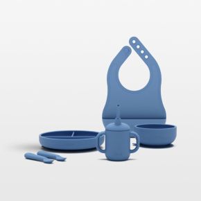 Image of Lalo Blueberry Blue First Bite Full Baby Feeding Set