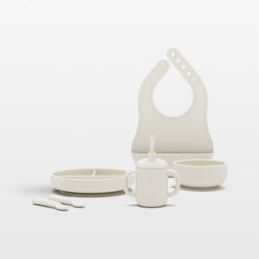 Image of Lalo Oatmeal White First Bite Full Baby Feeding Set