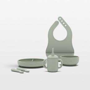 Image of Lalo Sage Green First Bite Full Baby Feeding Set