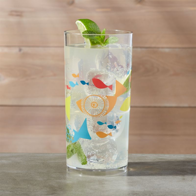 Acrylic Fish Drinking Glasses 19 oz Crate and Barrel