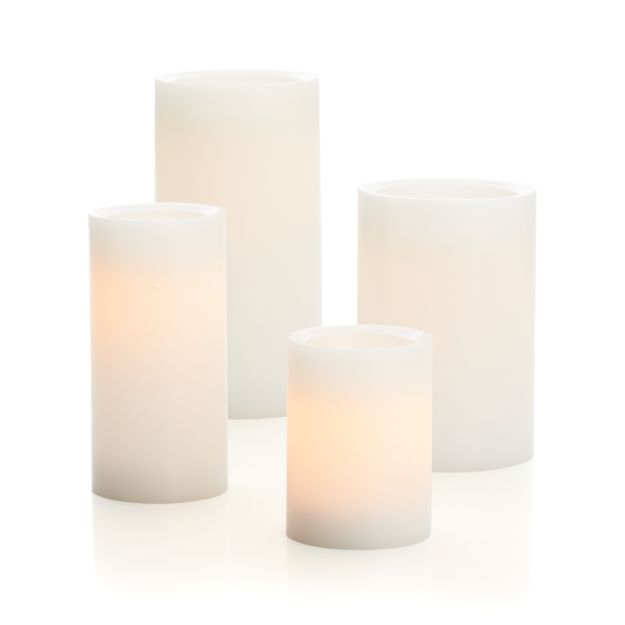 Flameless White 3"x6" Pillar Candle with Timer Crate and Barrel