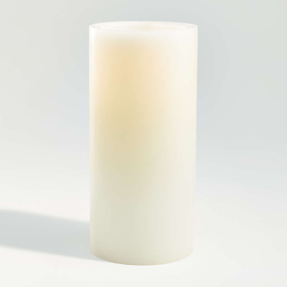 Warm White Flameless 4"x8" Wax Pillar Candle + Reviews Crate and