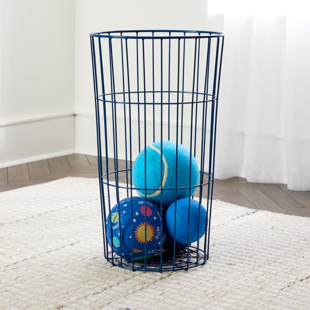 Blue Wire Ball Bin + Reviews Crate and Barrel