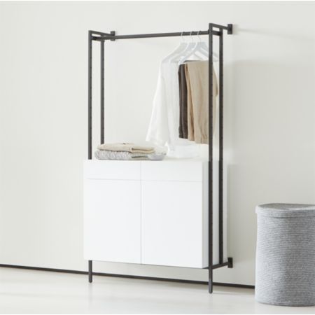 Flex Modular Closed Storage Cabinet With Clothing Bar Crate And